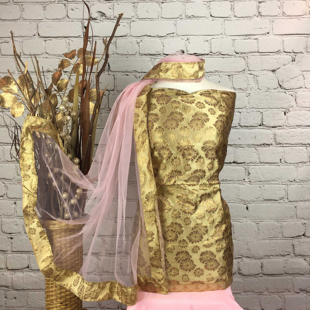 Faux Benarsi Suit with Subtle Contrast Stonework