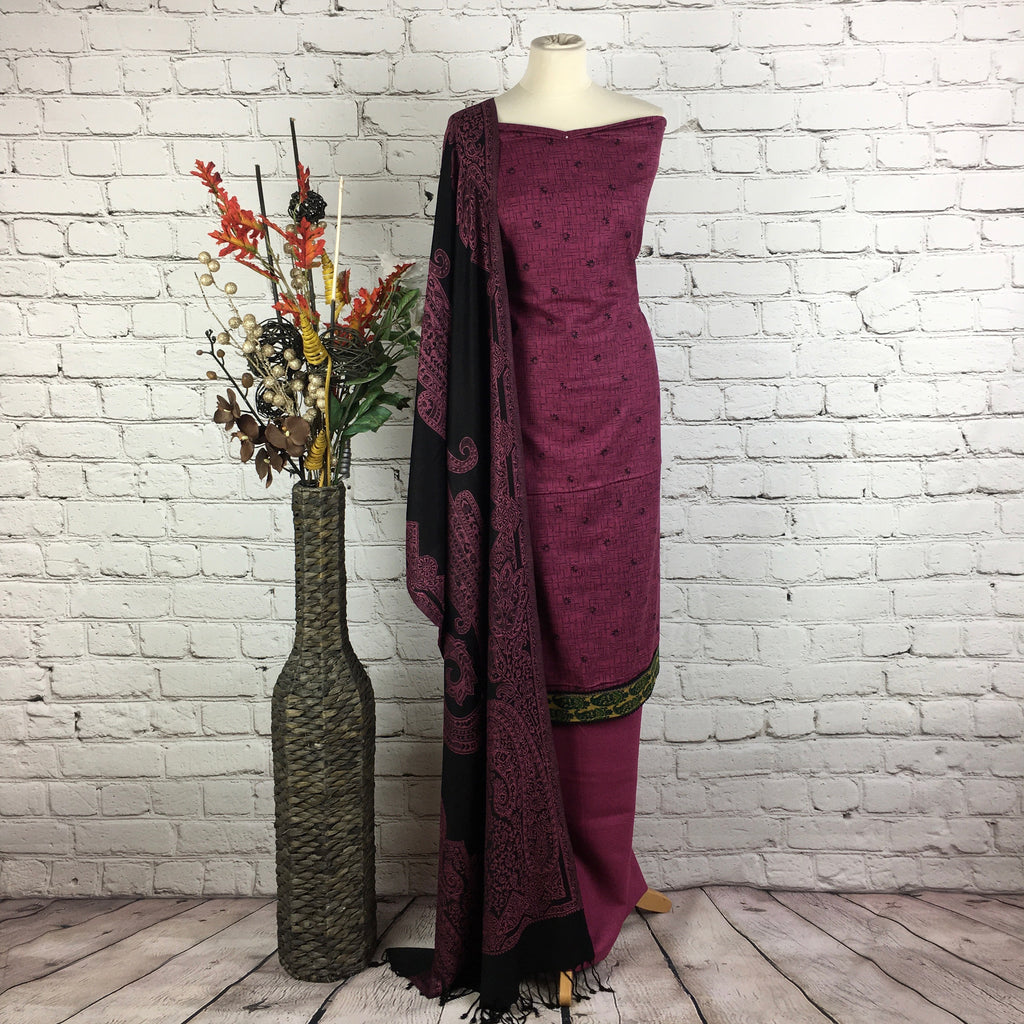 Self print garam suit with a contrast border (V6)