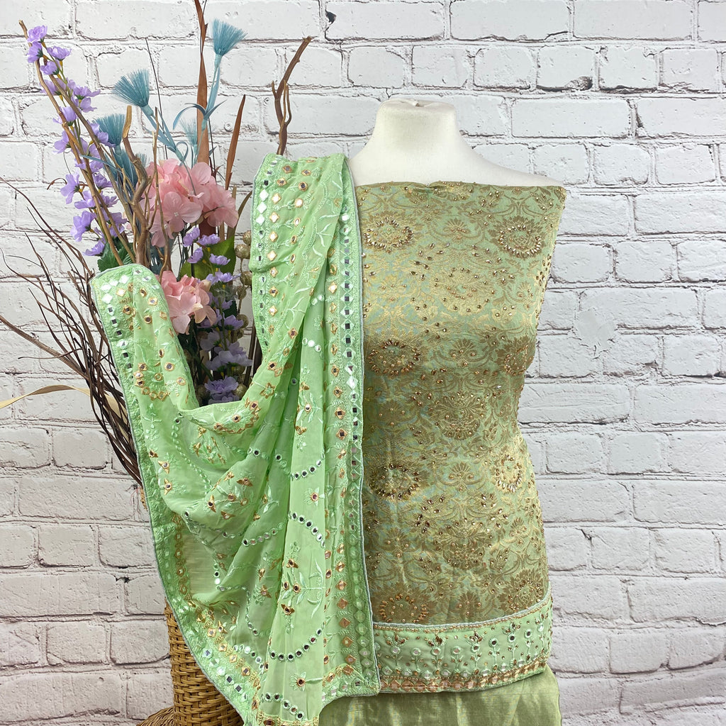 Unstitched Soft Faux Benarsi Silk Suit (D30)