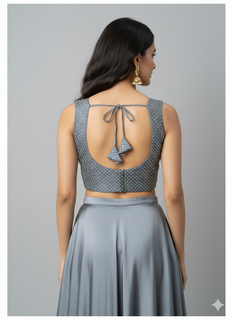 GREY | FAUX SILK| BLOUSE