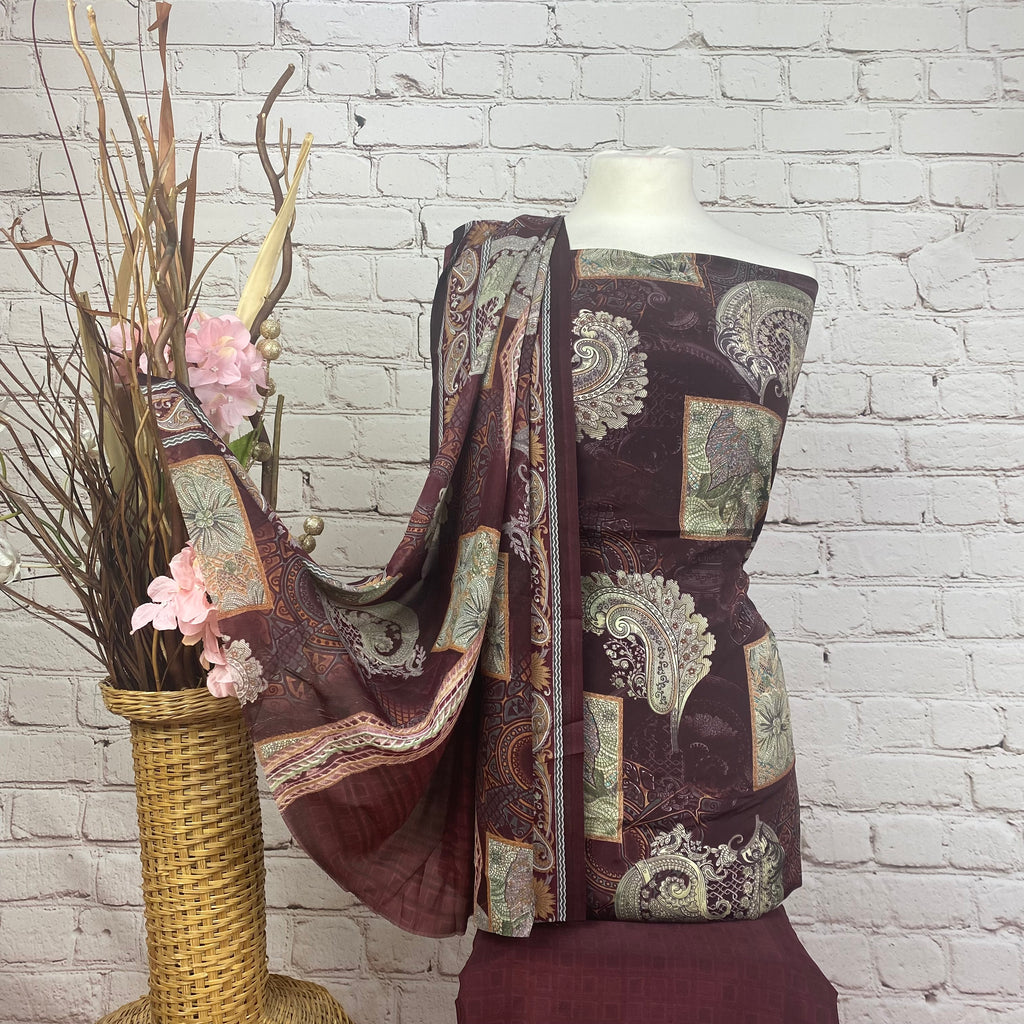 Abstract Crepe Print Suit