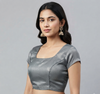 GREY | FAUX SILK| BLOUSE