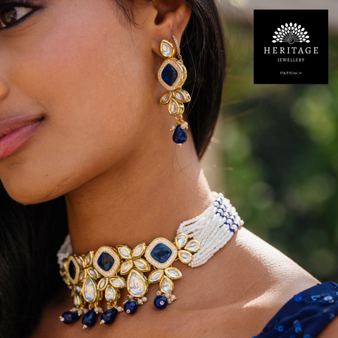 2 Piece Antique Gold Tikka & Earrings Set