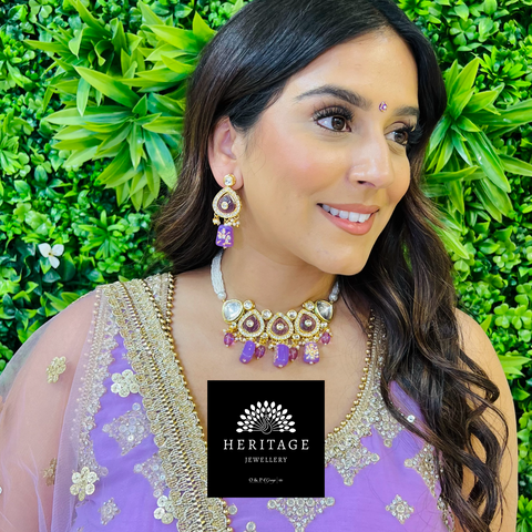 2 Piece Antique Gold Tikka & Earrings Set