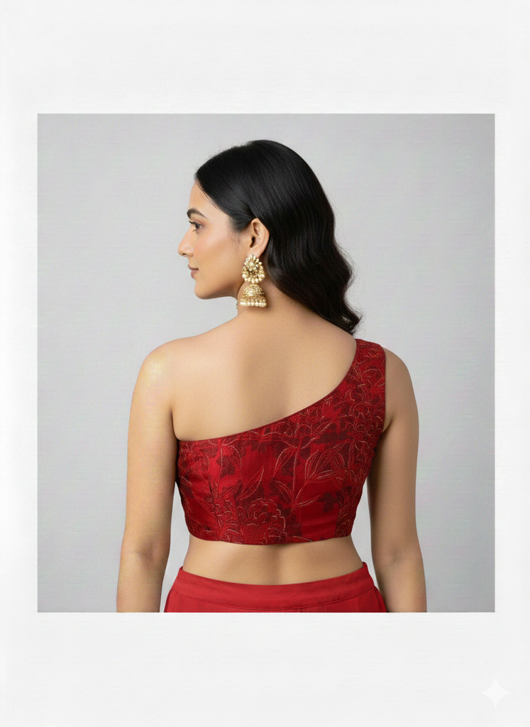AVAANI | RED BROCADE BLOUSE
