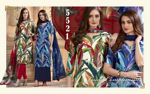 Digital Floral Sateen Crepe Print Suit