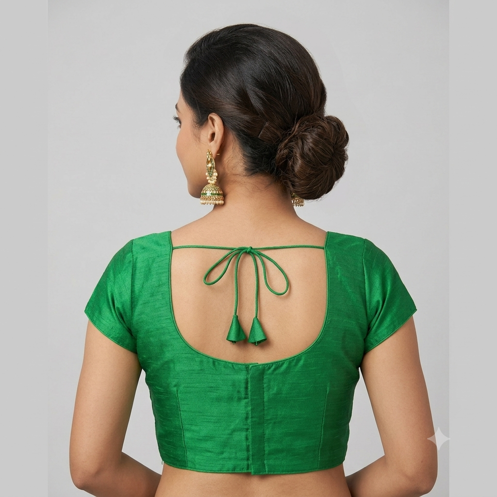 GREEN | FAUX RAW SILK | BLOUSE