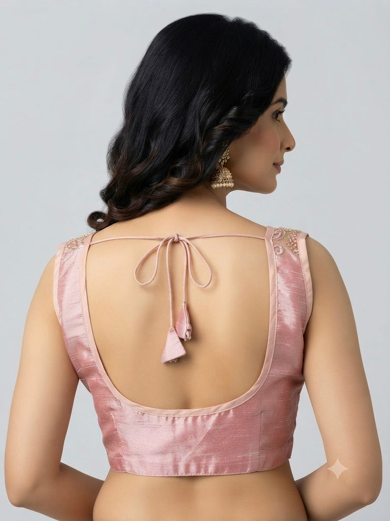 RAAS | PINK EMBROIDERED NET LACE BLOUSE