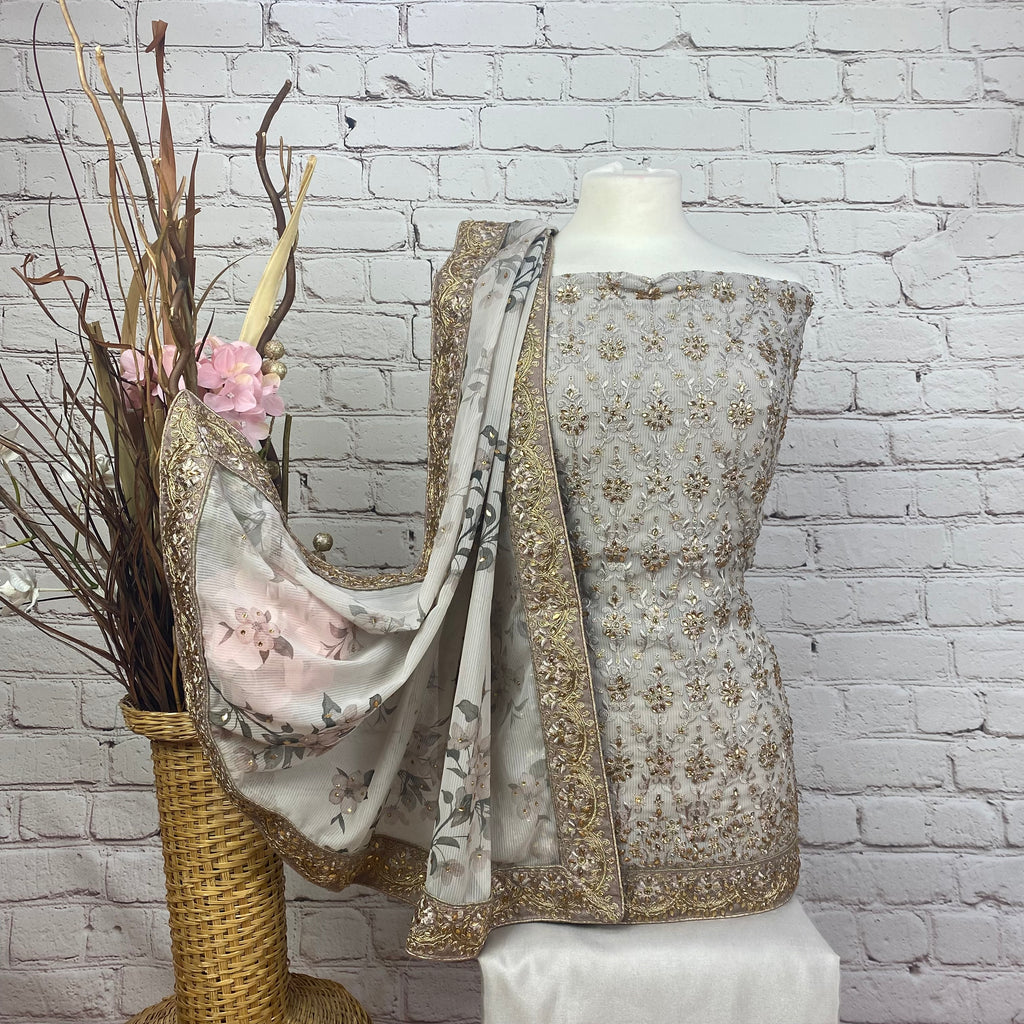 Unstitched Soft Georgette embroidered Suit (A68)
