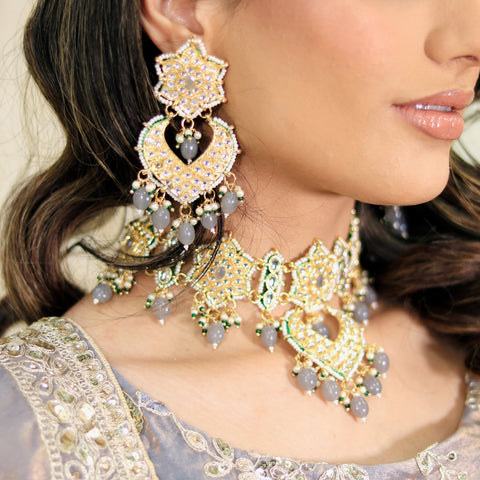 2 Piece Antique Gold Tikka & Earrings Set