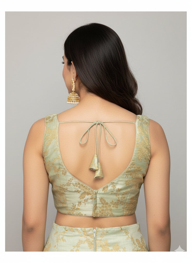 MINT WITH GOLD| BROCADE | BLOUSE