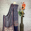 Self Print Garam Suit with Neck & Border Print (G6)