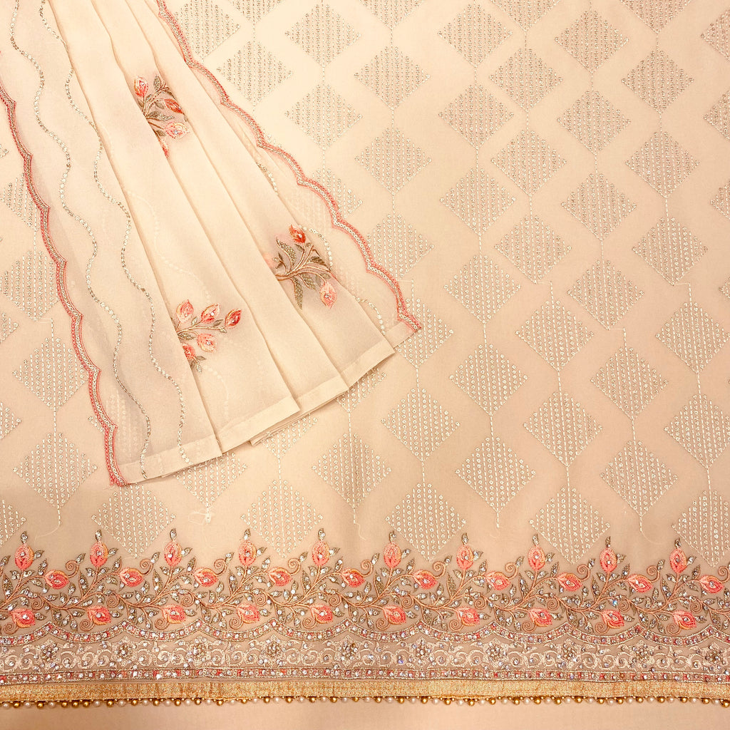 Georgette Suit with Diamond Motif Threadwork Embroidery