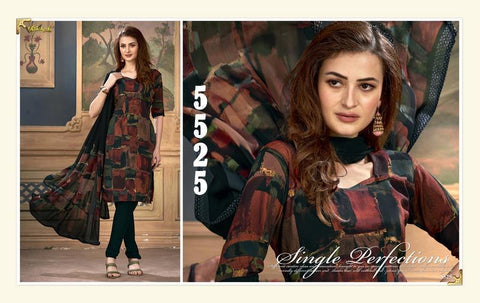 Designer Abstract Crepe Print Suit