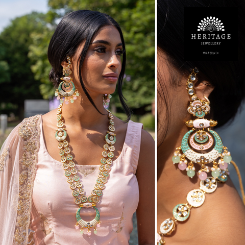 2 Piece Antique Gold Tikka & Earrings Set