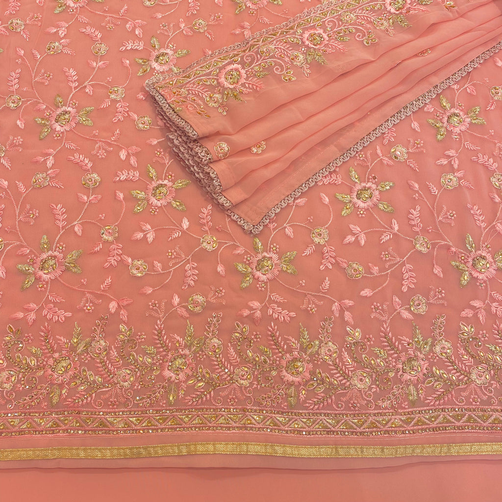Floral Jaal Threadwork Embroidered Georgette Suit (A41)