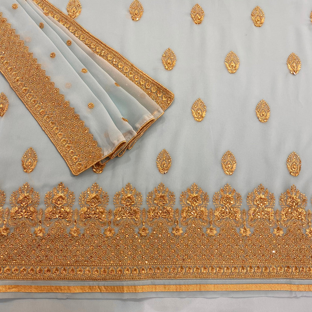 Georgette Suit with Flower Motif Threadwork Embroidery