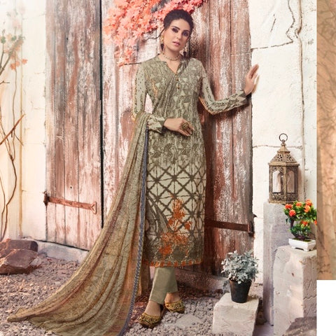 Digital Floral Print Suit with Plain Salwar