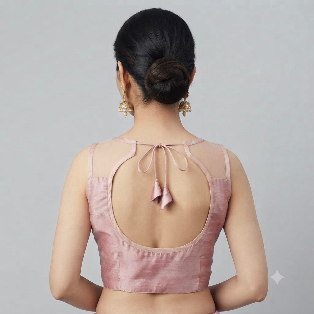 PINK EMBROIDERED NET LACE BLOUSE