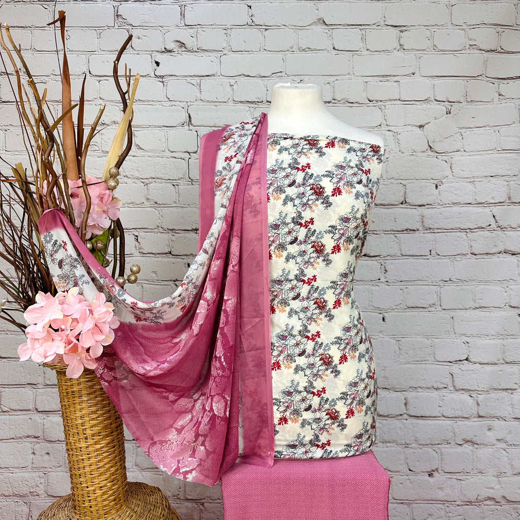 Digital Floral Crepe Print Suit