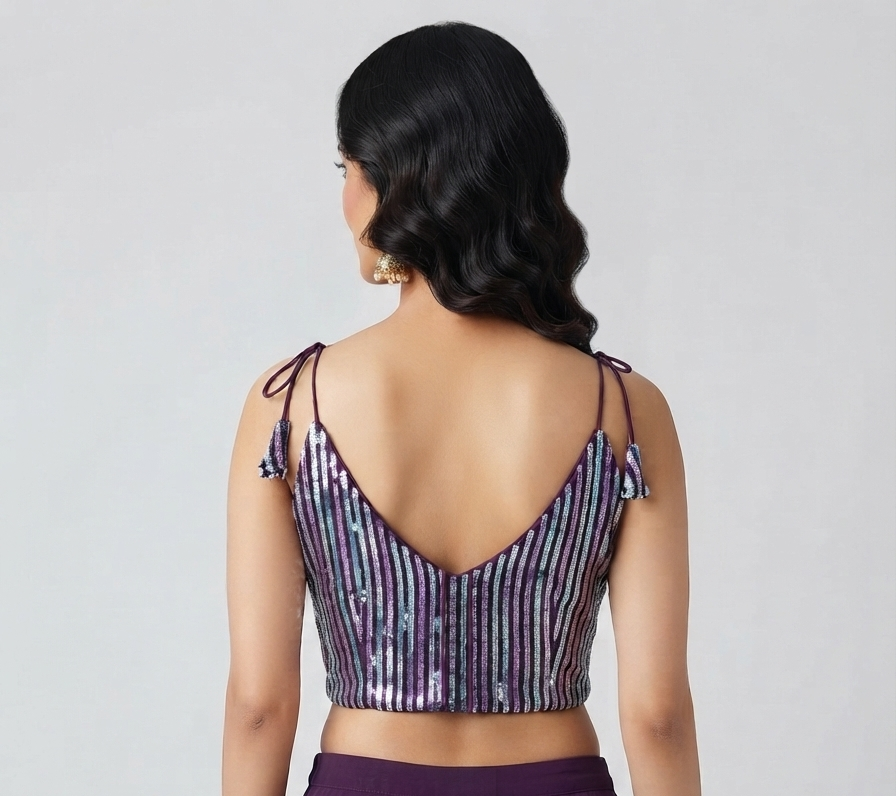 PLUM WITH SILVER | SEQUIN | BLOUSE