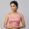 PEACH PINK  | FAUX RAW SILK | BLOUSE