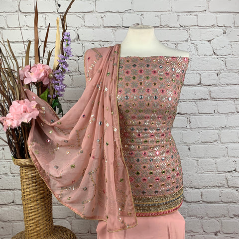 Georgette Suit With Contrast Floral Print Dupatta