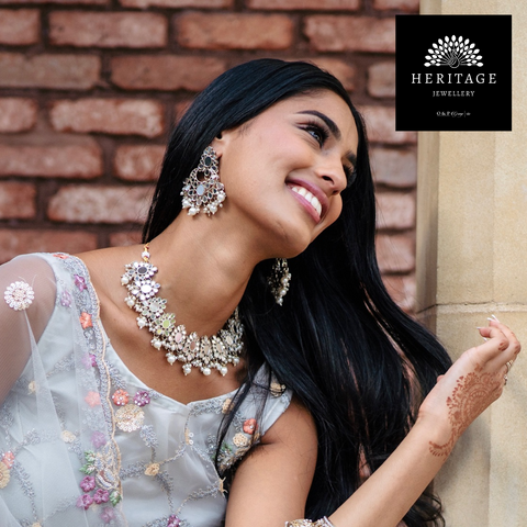 2 Piece Antique Gold Tikka & Earrings Set