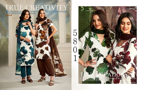 Leafy Georgette Print Suit