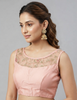 ROSA | ROSE PINK EMBROIDERED NET BLOUSE