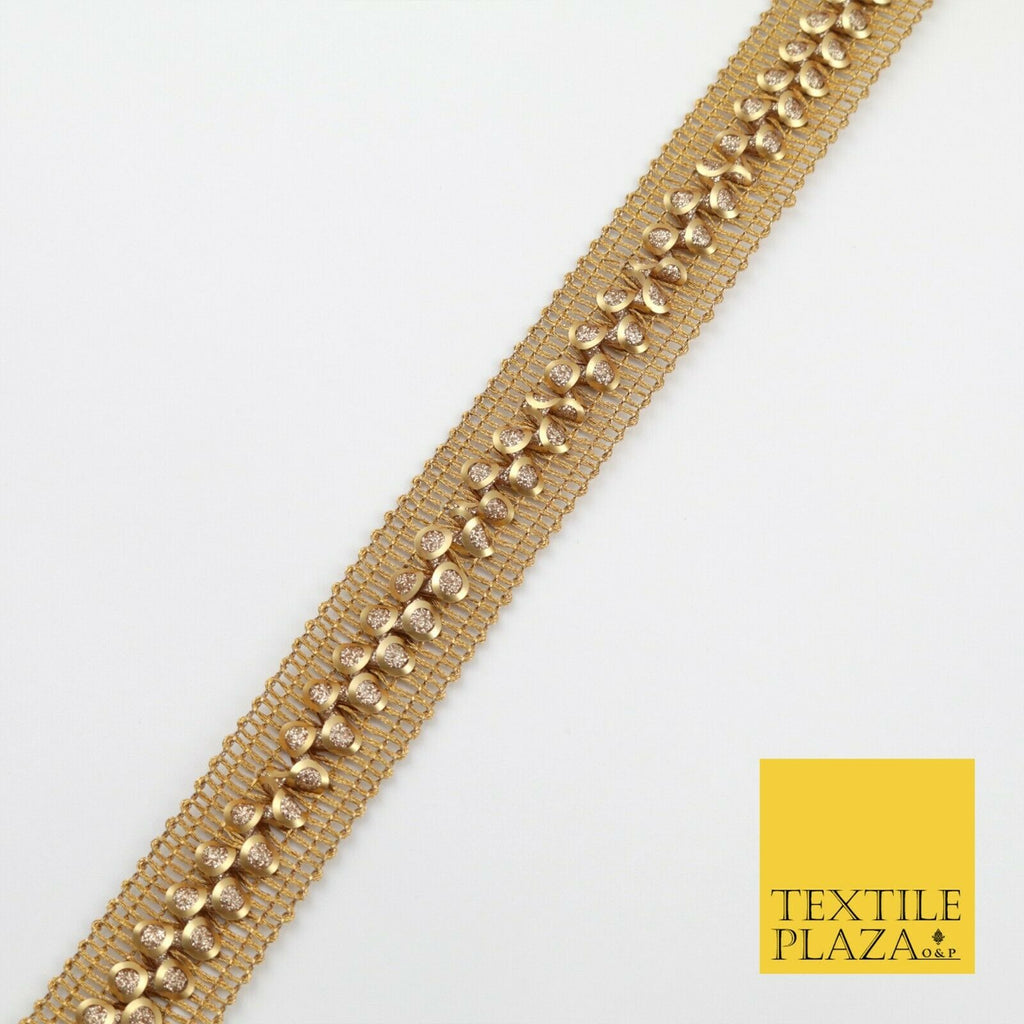 Gold 3D Twin Glitter Circles Trimming Border Ribbon Ethnic Trim Lace X282