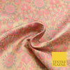 Light Gold Pink Luxury Flowers PURE Benarsi Brocade Woven Dress Fabric Fancy1744