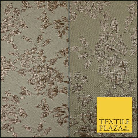 Luxury Ivory Metallic Gold Carnation Textured Brocade Jacquard Dress Fabric 1876