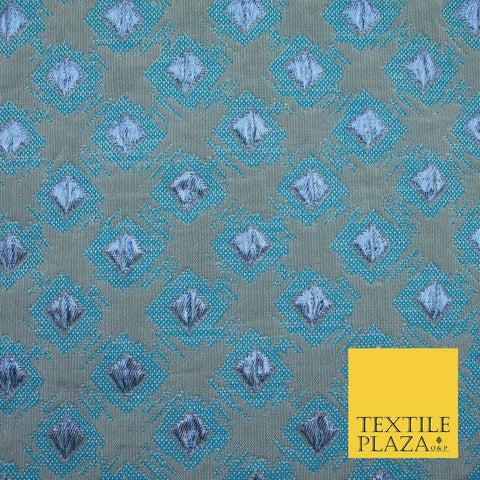 Navy Blue Pixel Beehive Snake Grid Metallic Brocade Jacquard Dress Fabric 2647