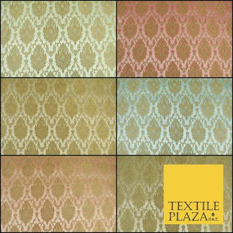 Luxury Ivory Metallic Gold Carnation Textured Brocade Jacquard Dress Fabric 1876