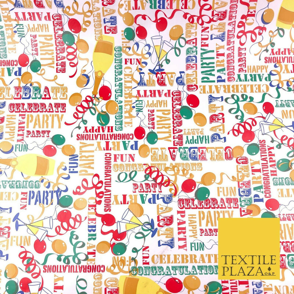 WHITE Party Celebration Balloons PVC VINYL Tablecloth Oilcloth Wipe Clean 1263