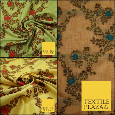 Luxury Ivory Metallic Gold Carnation Textured Brocade Jacquard Dress Fabric 1876