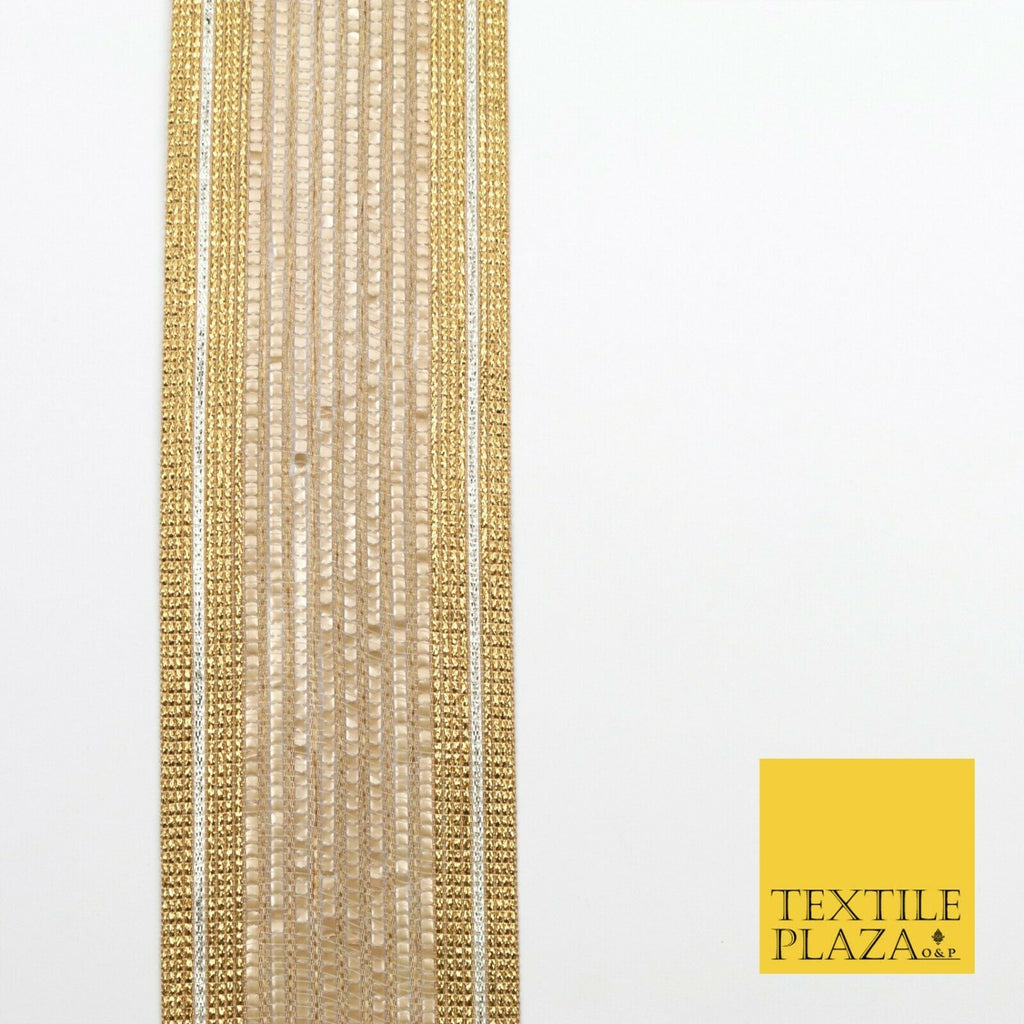 Large 3 Tone Gold Silver Metallic Woven Trimming Border Lace Ethnic Gota X239