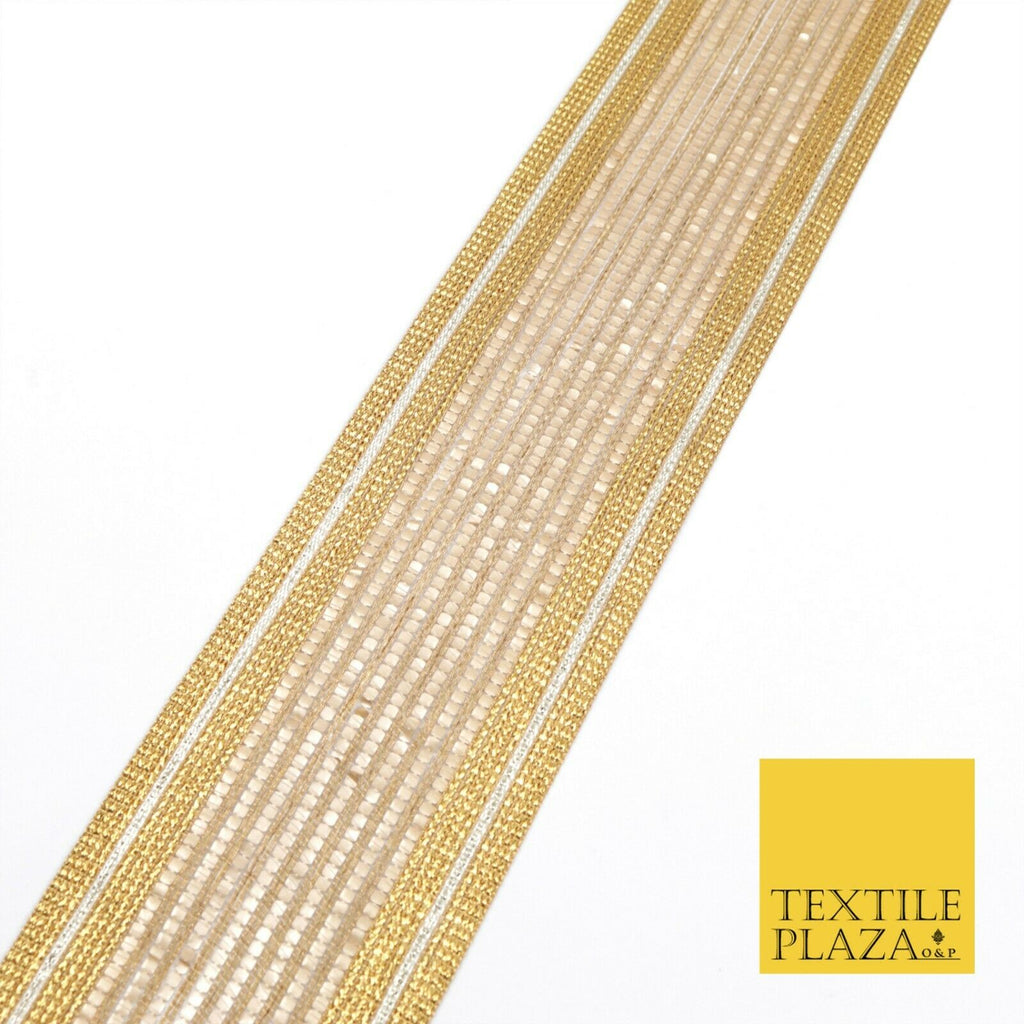 Large 3 Tone Gold Silver Metallic Woven Trimming Border Lace Ethnic Gota X239