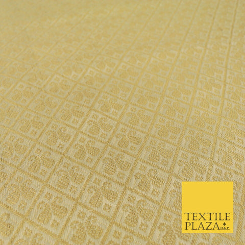 Luxury Ivory Metallic Gold Carnation Textured Brocade Jacquard Dress Fabric 1876