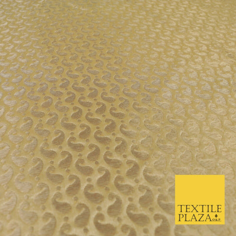 Luxury Ivory Metallic Gold Carnation Textured Brocade Jacquard Dress Fabric 1876