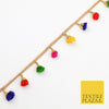 MULTICOLOUR Pom Pom Tassels Indian Woven Gold Trim Ribbon Border Lace X252