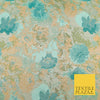 JADE TEAL Floral Gardenia Metallic Detail Brocade Dress Fabric Woven Fancy 1554