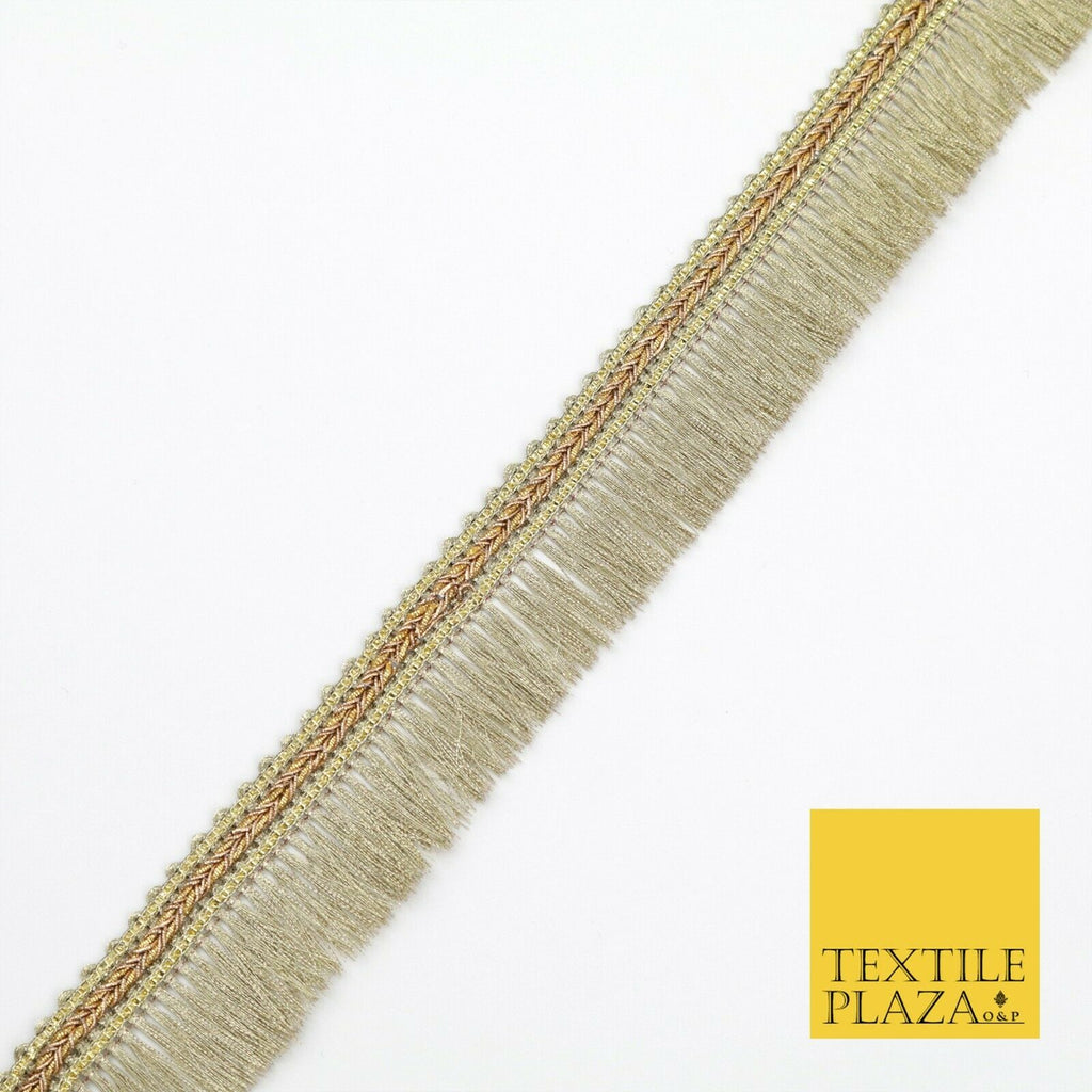 GOLD Metallic Plait Fringe Tassel Trimming Gota Border Indian Ribbon Ethnic X216