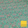 Aqua Pink Luxury Floral PURE Benarsi Brocade Woven Fine Dress Fabric Fancy 1758