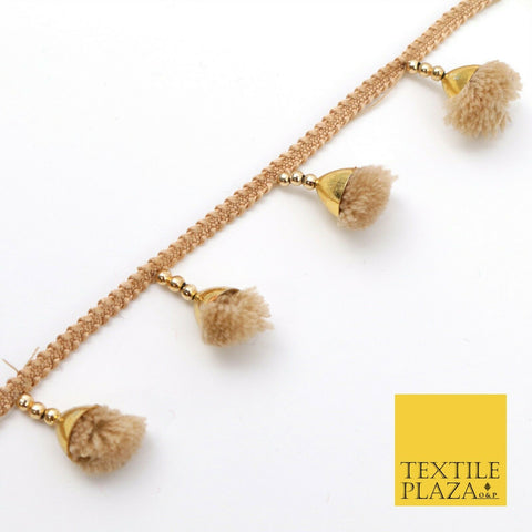 Antique Gold Metal Effect Fringe Tassel Trimming Gota Border Ribbon Lace X344