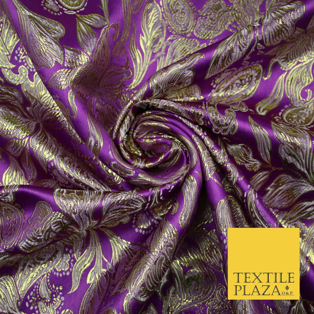 Floral Paisley Oriental Chinese Brocade Metallic Satin Jacquard Fabric 59" wide