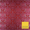 Cherry Red Fuchsia Ornate Damask Brocade Dress Fabric Metallic Fancy 58