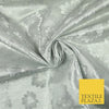 Silver Ornate Floral Scroll Satin Metallic Brocade Dress Fabric Fancy 58