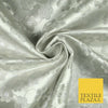 Silver Floral Pansy Vine Satin Metallic Brocade Dress Fabric Fancy 45